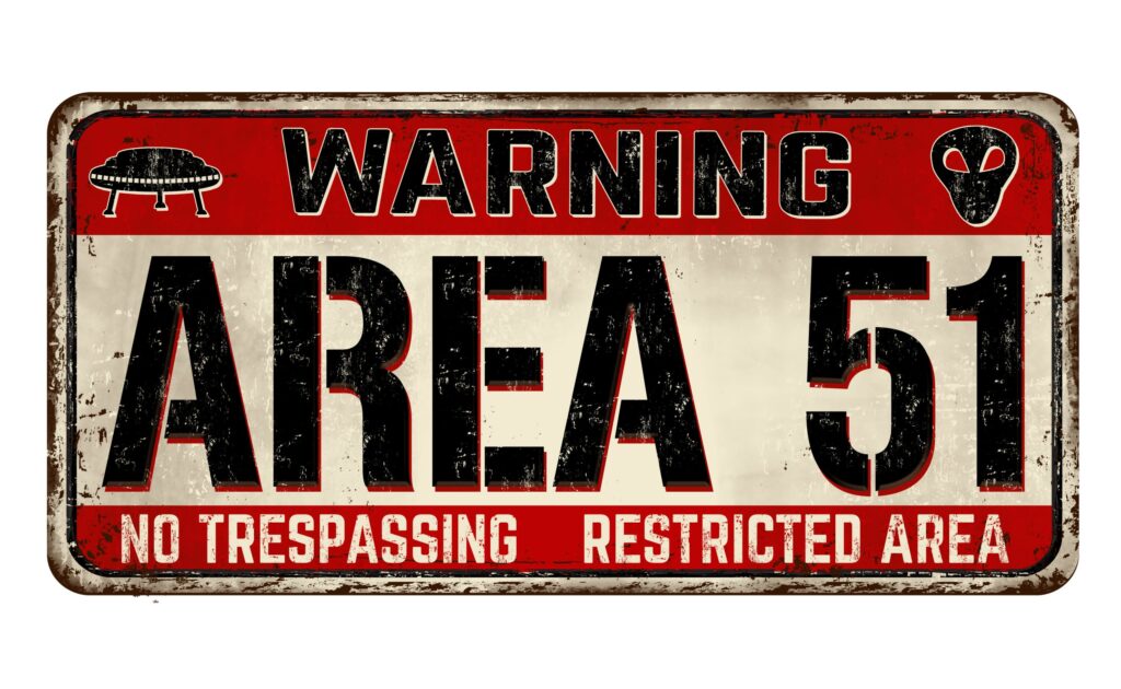 Area 51 vintage rusty metal sign on a white background, vector illustration