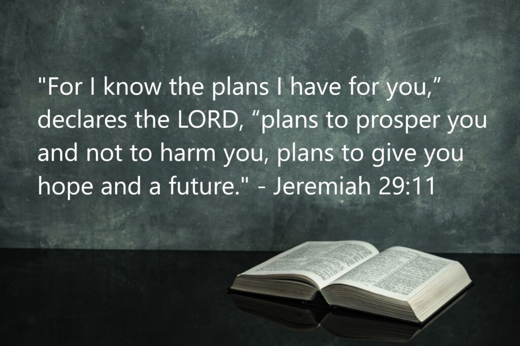 "For I know the plans I have for you,” declares the LORD, “plans to prosper you and not to harm you, plans to give you hope and a future." - Jeremiah 29:11 