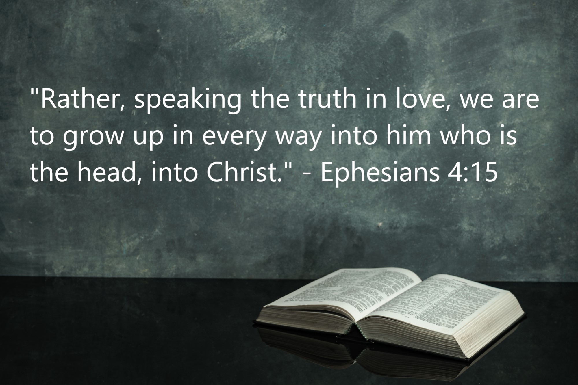 "Rather, speaking the truth in love, we are to grow up in every way into him who is the head, into Christ." - Ephesians 4:15